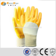 Sunnyhope 3/4 coated interlock lined yellow nitrile oil work gloves